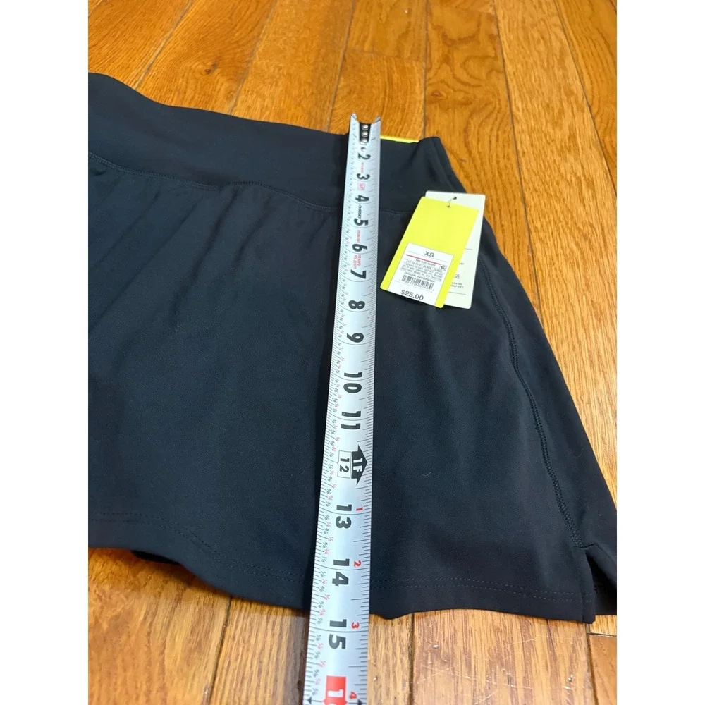 All in Motion Womens Black Mid Rise Knit Skort XS New 4 Inch Inseam Pocket